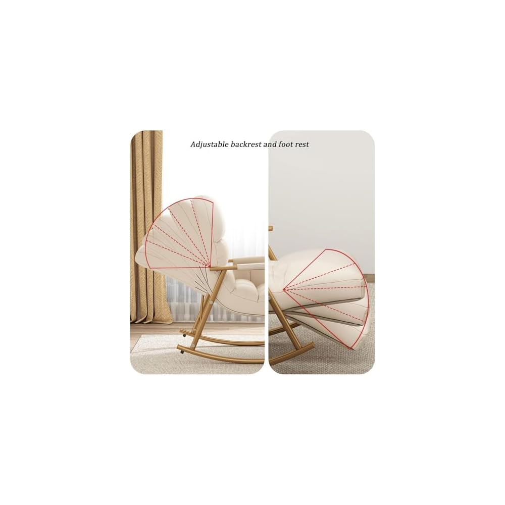 LSLYTQ Adjustable High Backrest Comfort Recliner Rocking Chair - Upholstered Recliner for Living Room and Bedroom - Relax Lounge Chair with Armrest Side Pocket