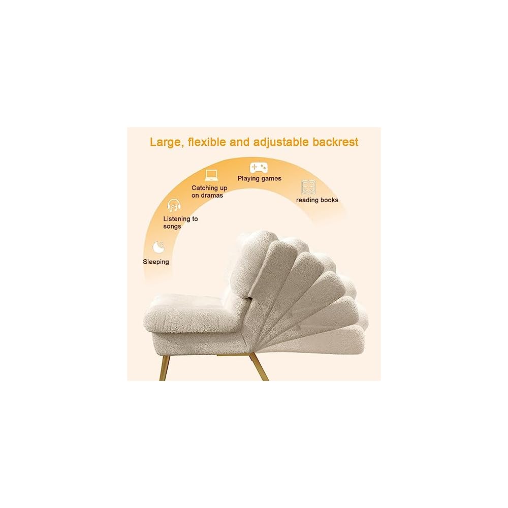 Adjustable Back Recliner,Armless Chair for Living Room,Relaxing Lazy Chair,Double Layer Upholstered,Comfort Leisure Chair Modern Accent Chair (Color : Beige)