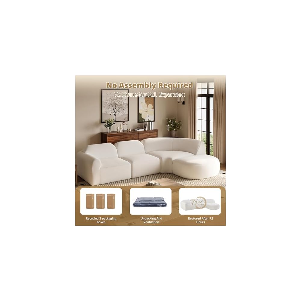 Merax 4-Seat Curved Modular Sofa, Fully Assembled Modern Couch