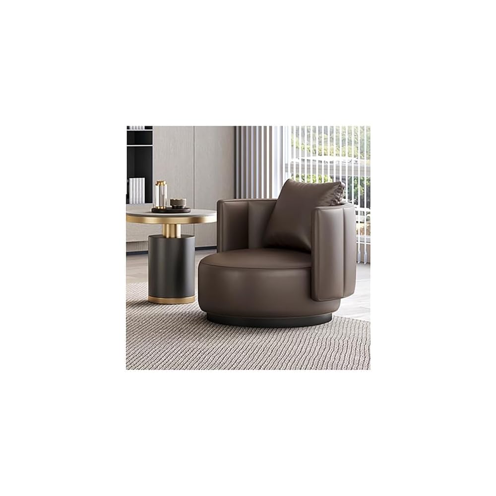 Lounge Chair Luxury Nordic Style Leather Single Sofa Mid-Century Armchair Backrest High-Density Sponge Modern Swivel Accent Sofa for Hotel Club Sales Office Living Room Balcony Meetings (Fixed)