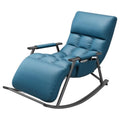 Mid Century Modern Rocking Chair - Upholstered Recliner with Padded Seat for Living Room, Bedroom, Lounge, Home - Stylish Blue Swinging Chair for Comfort and Relaxation