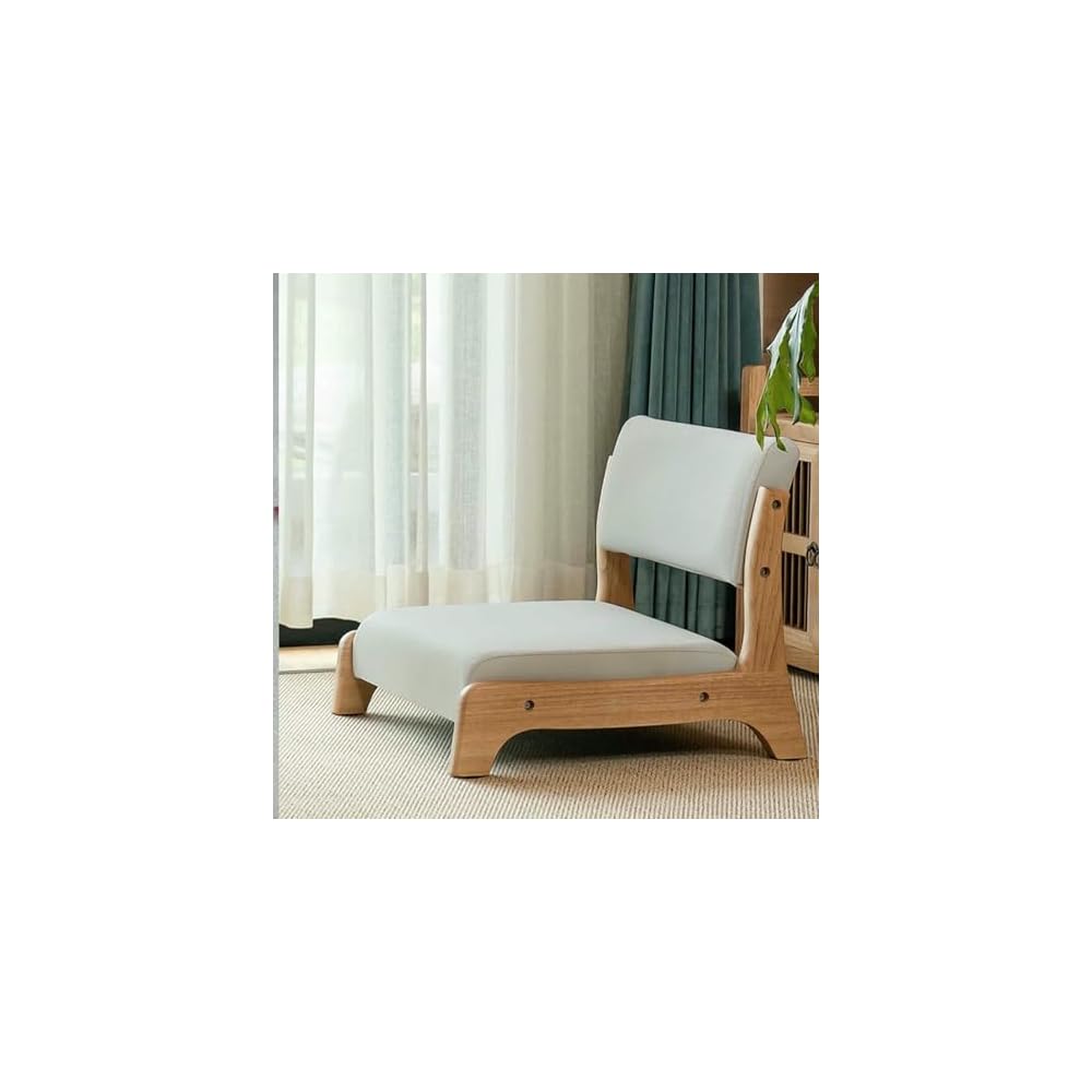 Floor Chair Tatami Chair Made of Wood, high Resilience, Foam Cushion, Solid Wood Back, Perfect for Living Room, Reading, Games, Comfortable Wooden Floor Chair
