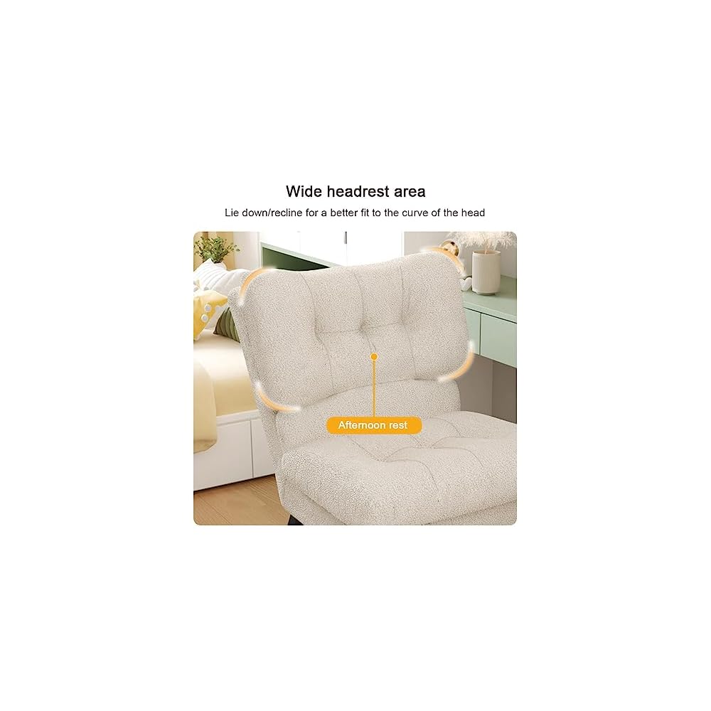 Adjustable Back Recliner,Armless Chair for Living Room,Relaxing Lazy Chair,Double Layer Upholstered,Comfort Leisure Chair Modern Accent Chair (Color : Beige)