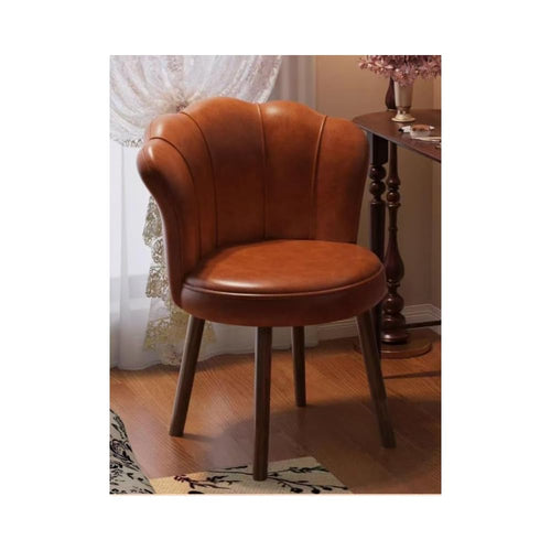 Accent Chair with Swivel, Faux Leather Upholstery, High-Density Foam, Solid Rubberwood Legs – Vanity, Desk, or Living Room Chair ([Rotating solid wood legs] White - wear-resistant oil wax skin)