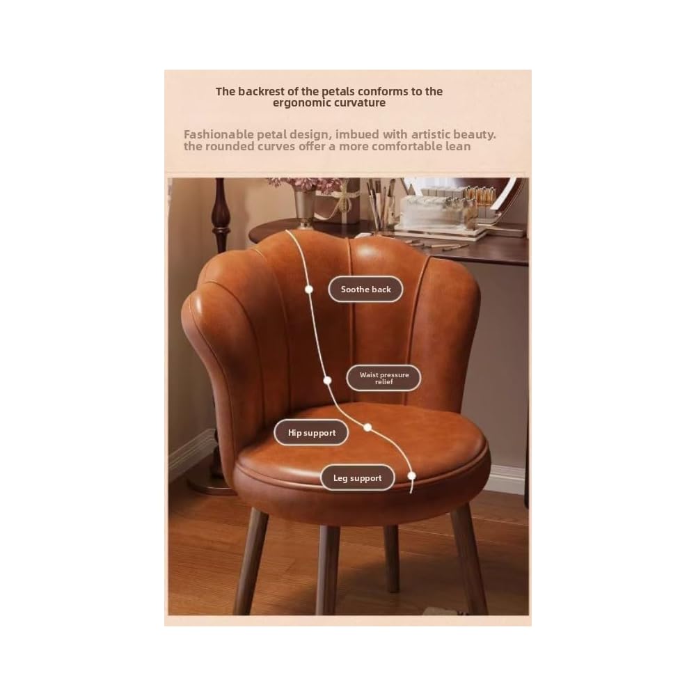 Accent Chair with Swivel, Faux Leather Upholstery, High-Density Foam, Solid Rubberwood Legs – Vanity, Desk, or Living Room Chair ([Rotating solid wood legs] White - wear-resistant oil wax skin)