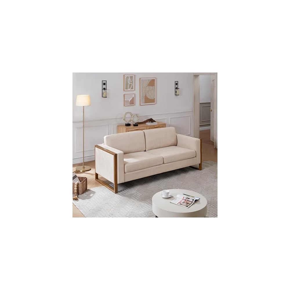 Christopher Knight Home Bricez 79" Sofa Couch, Cozy Upholstered 3-Seater Sofa, Oversized Loveseat, Comfy Fabric Couches for Living Room and Office, Modern Couch and Sofa, Wooden Frame, Taupe Beige