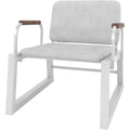 Manhattan Comfort Whythe PU Leather Low Accent Chair 1.0 with Solid Wood Arm Design, White