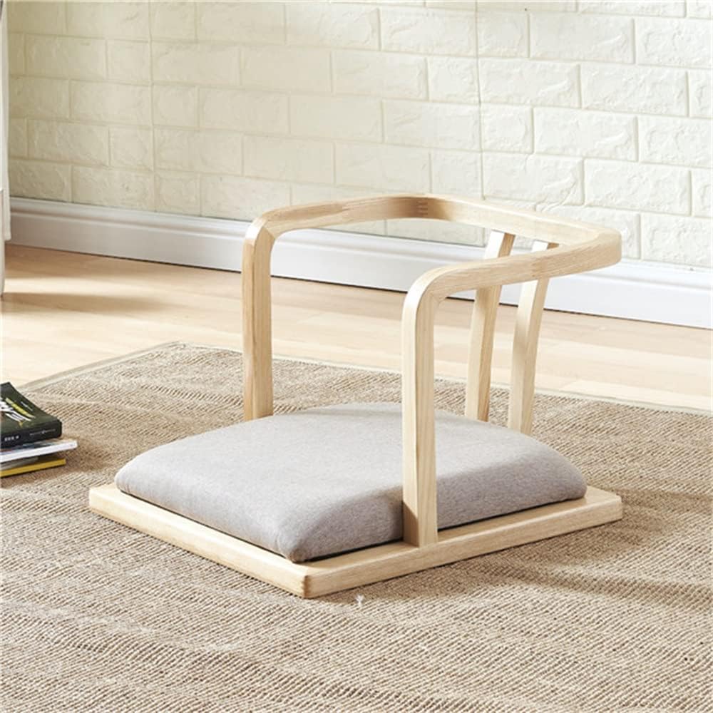 Wood Tatami Legless Floor Chair Sofa Game Seating with Back Support for Living Room Balcony