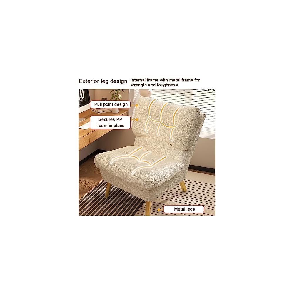 Adjustable Back Recliner,Armless Chair for Living Room,Relaxing Lazy Chair,Double Layer Upholstered,Comfort Leisure Chair Modern Accent Chair (Color : Beige)