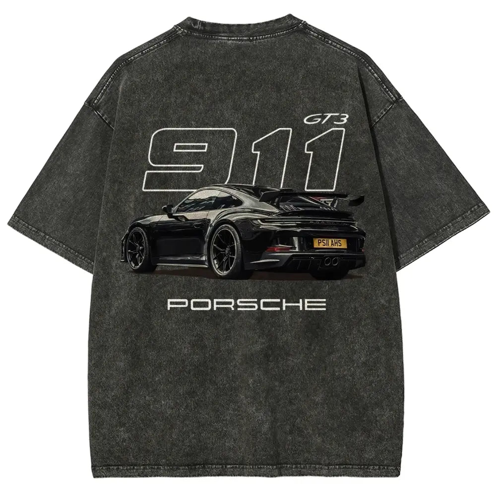 Men's 911 GT3 Racing Good Graphic Tees - Super Soft Washed Cotton Fashion Streetwear Round Neck Casual Top, Boyfriend Birthday Gift, Cool Guys Gifts, Gifts For Boyfriend, Cool Gifts For Guys