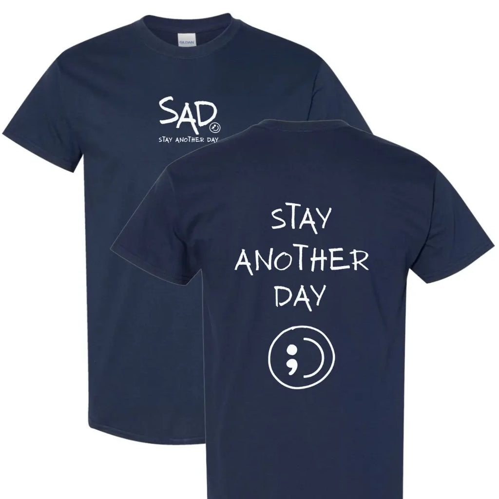 Stay Another Day Men's Cotton Graphic T-Shirt - Short-Sleeve, Loose Fit, Round Neck Crewneck, Minimalist Casual Positivity Graphic Mental Health Awareness Menswear Top, Tshirt