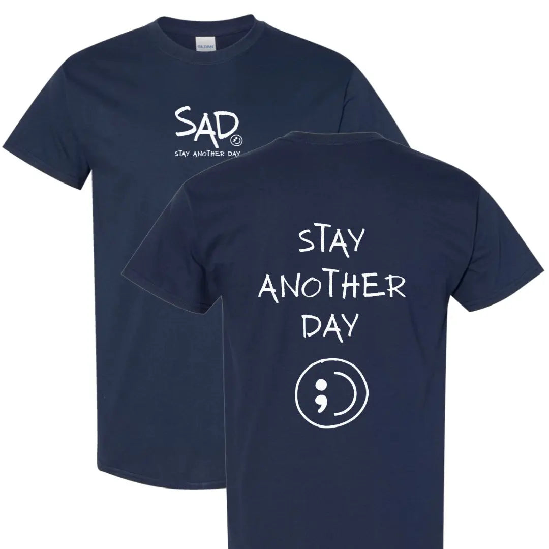 Stay Another Day Men's Cotton Graphic T-Shirt - Short-Sleeve, Loose Fit, Round Neck Crewneck, Minimalist Casual Positivity Graphic Mental Health Awareness Menswear Top, Tshirt