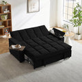 hansones 74" Convertible Sleeper Sofa Bed with Swivel Table & Storage，Black