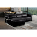 Blackjack Furniture Riccardo 3-Piece Power Reclining Sectional Couch for Living Room with 1 Recliner Seat, Top-Grain Italian Leather, Adjustable Headrests, Left-Facing L-Shape Sofa, Black
