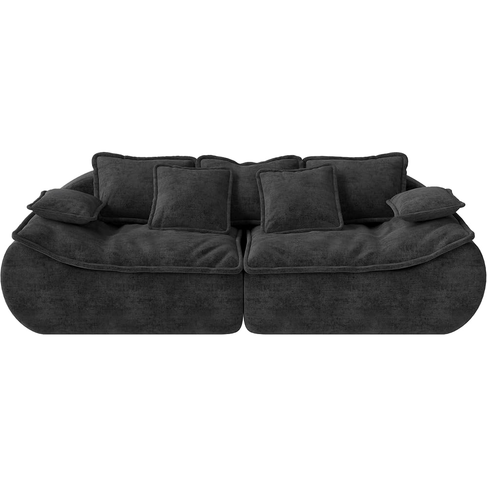 Hobestluk Sofa Couches 3-Seater Modular Sectional Sofa, 89''Comfy Loveseat with Throw, Deep Seat Small Sofa for Small Space, Memory Foam Sectional Couches for Living Room, Office, Apartment