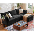 ABCASA 102.6" L Shaped Modular Sectional Couch with Washable Chenille Cover, 4 Seater Deep Seat Sofa with Storage Ottoman & Reversible Chaise for Living Room, Pet-Friendly, Black