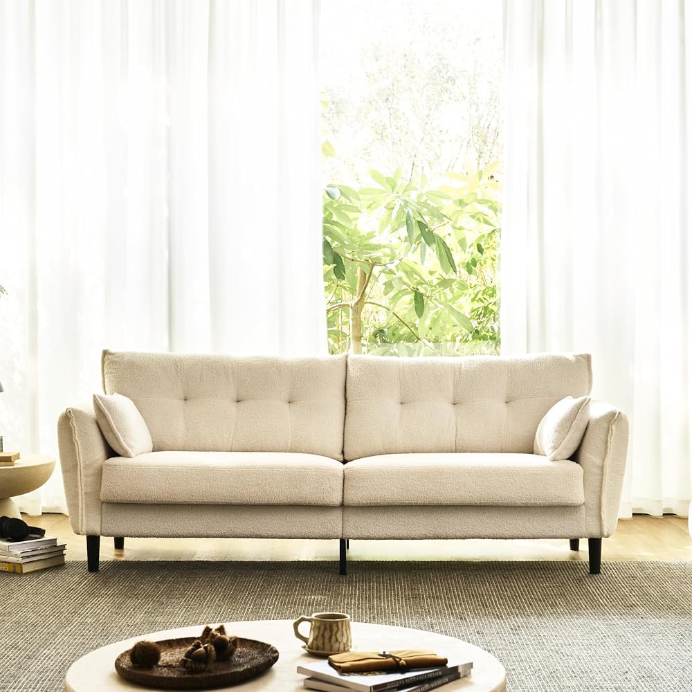 85.8" Modern Loveseat Sofa, Love Seat Couches for Living Room, Button Tufted Upholstered Furniture, Solid & Easy to Install Small Couch for Bedroom Office Apartment