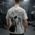 Men's Oversized Round Neck Short-Sleeve T-Shirt - 7 Deadly Sins Escanor Pride Sin "Who Decided That" Retro Graphic, Soft Pre-Washed Heavy Cotton Fabric Unisex Anime Merchandise Streetwear Gift For Fans, Unisex Fit Ease