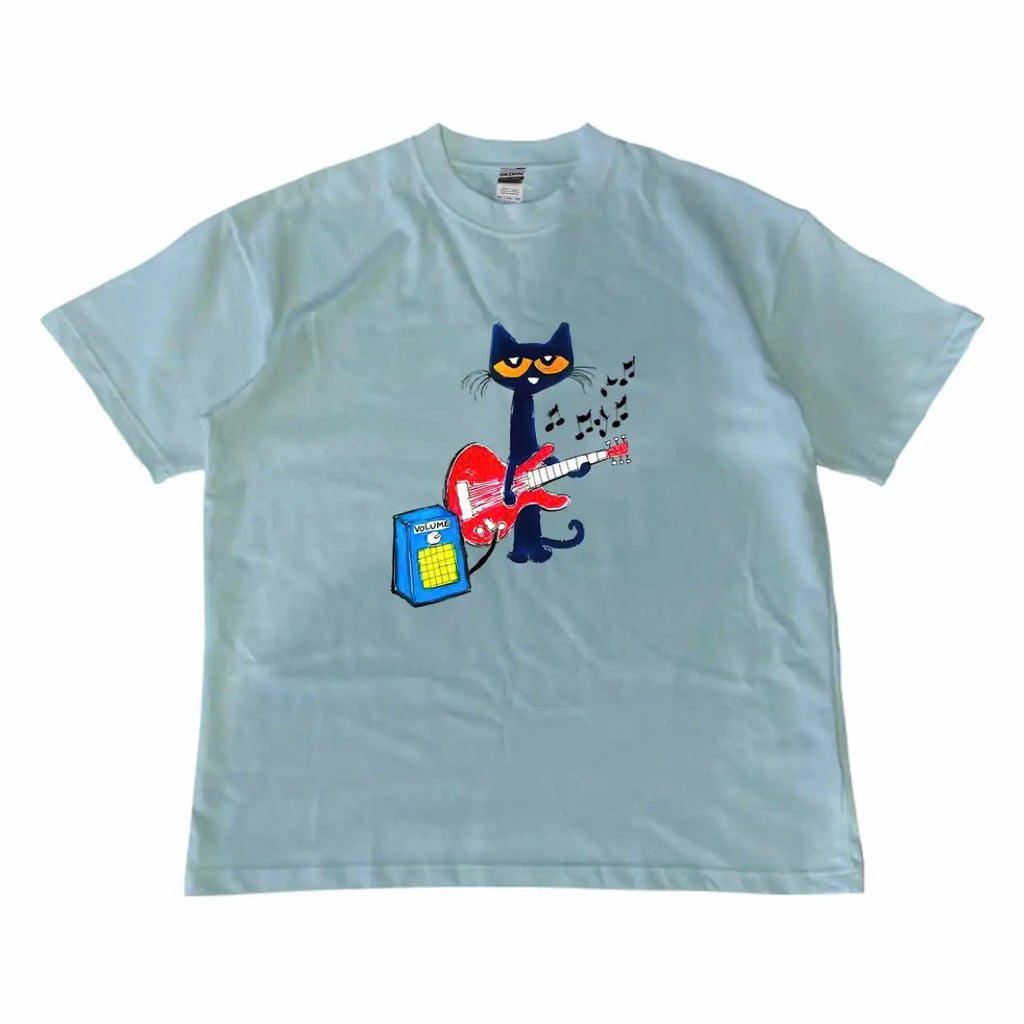 Pete the Cat Playing Guitar Shirt, Baby Tee Graphic Shirt - Menswear Top Tshirt Streetwear party's shirt
